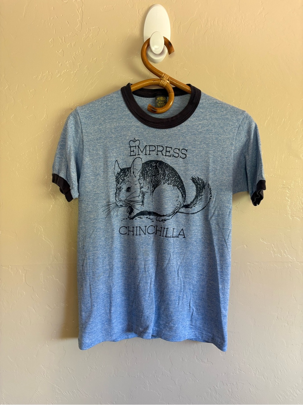 Vintage 70s 80s Jerzees Russel Blue Tri Blend Ringer Tee Empress Chinchilla M